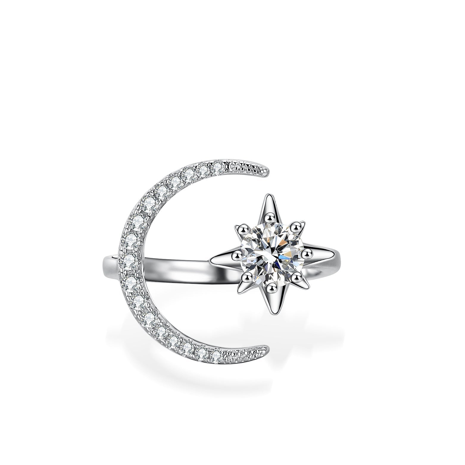 Moon Shape 1CT Moissanite Ring