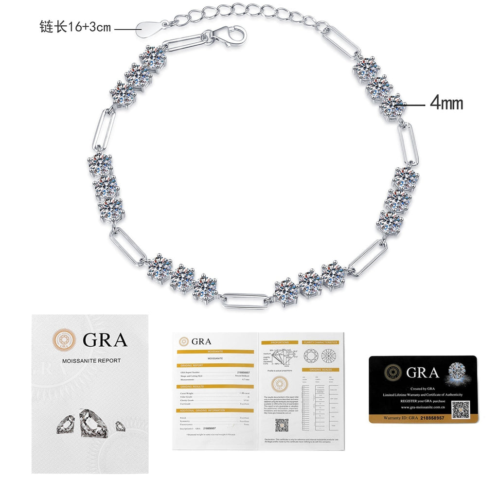 5.4CT Chain Link Bracelet Moissanite Bracelet