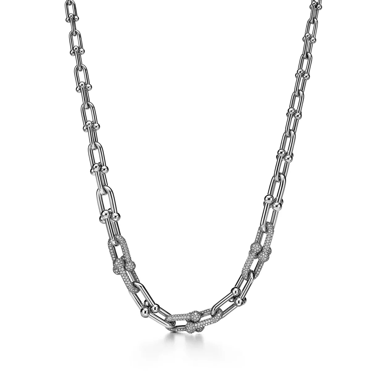 Tiffany HardWear Graduated Link Necklace with Pavé Diamonds